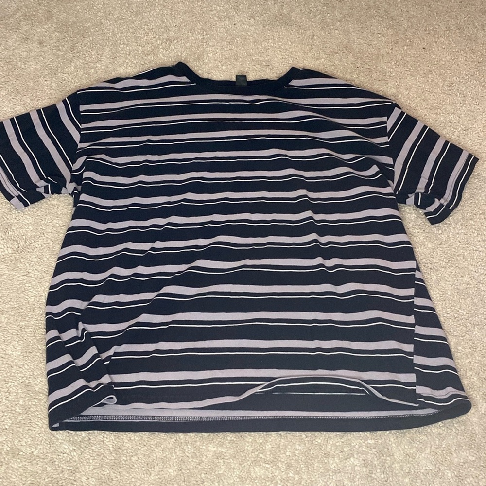 Black & Gray Striped Oversized Tee
